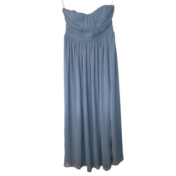 Lulu's Endless Glamour Slate Blue Pleated Strapless Maxi Dress - Picture 2 of 10